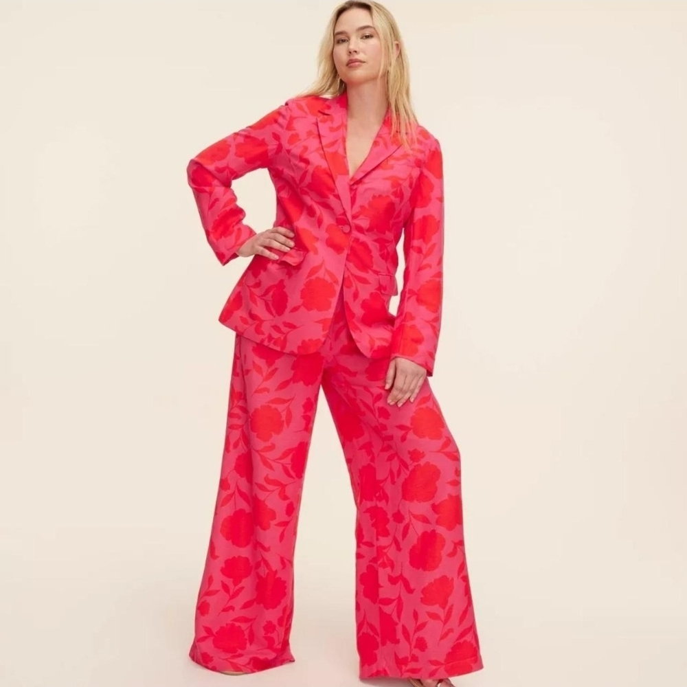 Kate Spade X Target Classic Rose Vibrant Pink Floral Suit Jacket